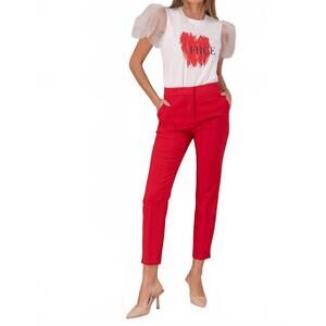 NEW FERRACHE tulle sleeve t shirt in white